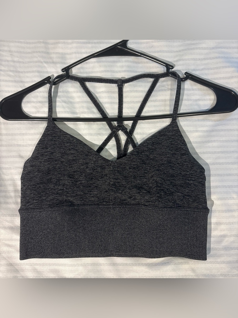 ALO Yoga Heathered Charcoal Strappy Bralette